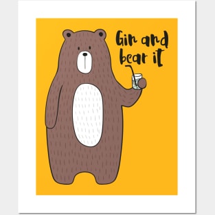 Gin and Bear It - Gin Drinker Gift Posters and Art